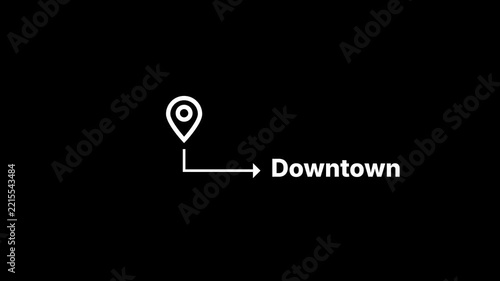 Downtown Location Right Arrow Animation for City Navigation