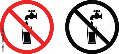 Water vector icon set representing prohibition of consumption
