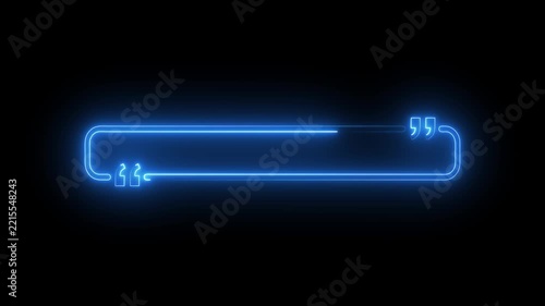 blue neon lower-third rounded rectangular quote frame on black background