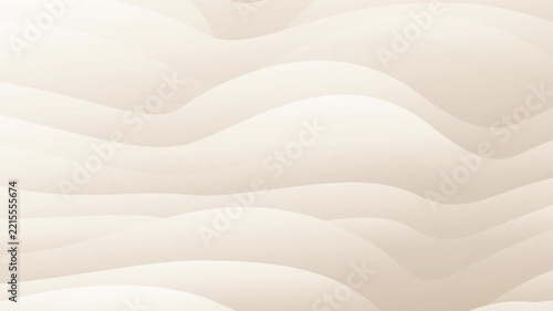 Smooth and elegant 4K seamless loop animation of soft cream wavy 3D surfaces. Flowing fluid silk texture with light beige neutral colors, perfect for luxury, wellness, and calm minimal copy space.