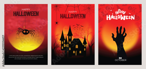 Happy halloween poster vector set. halloween, halloween poster, halloween night, halloween party, halloween background, background, halloween 2027,