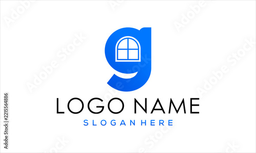 Letter G logo design template combined with a window shape, minimalist and modern corporate branding vector illustration