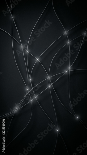 Intertwining light pathways and glowing nodes representing a complex digital network with connection technology abstract communication connectivity infrastructure internet structure particle