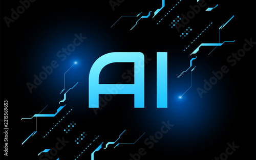 Artificial Intelligence ,AI chipset on circuit board, futuristic Technology Concept	

