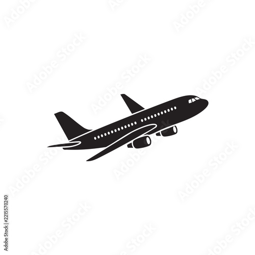Airplane taking off vector icon passenger jet plane silhouette