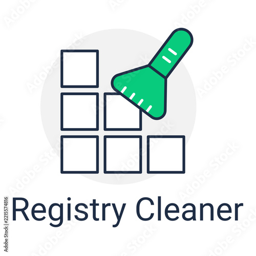 Registry Cleaner and Windows System Optimization Line Color Icon