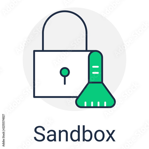 Sandbox Security Environment and Malware Isolation Line Color Icon with Editable Stroke
