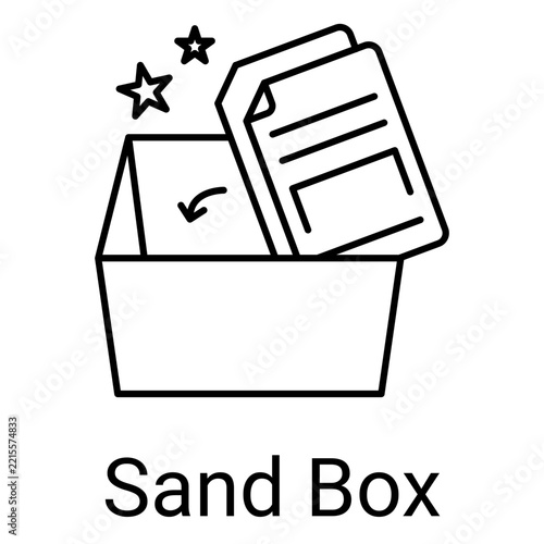 Sandbox File Isolation and Malware Security Line Icon with Editable Stroke