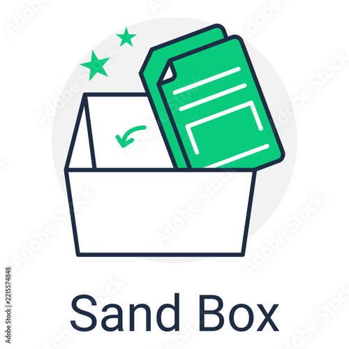 Sandbox File Isolation and Malware Security Line Color Icon with Editable Stroke