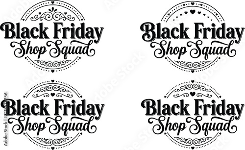 Black Friday shopping team squad logo typography