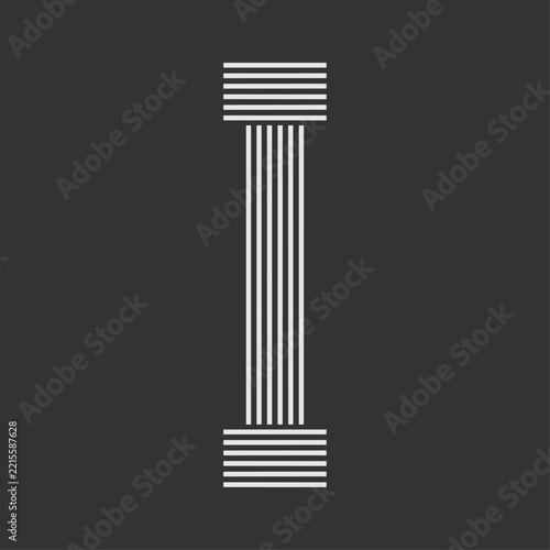 Minimal Striped Letter I Typography Vector Illustration