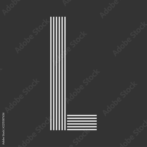 Minimal Striped Letter L Typography Vector Illustration