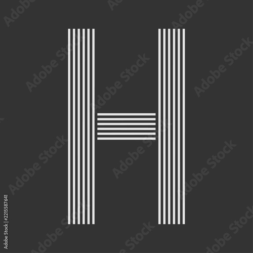 Minimal Striped Letter H Typography Vector Illustration