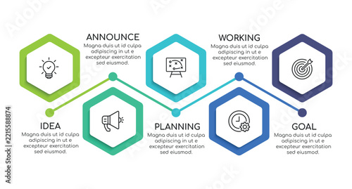 Steps business data visualization timeline process infographic template design with icons