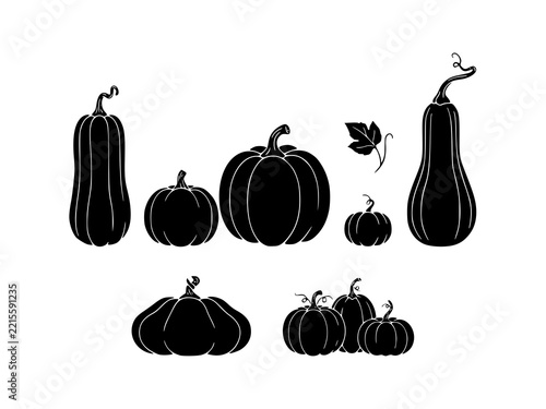 Black silhouette pumpkins for Halloween decorations and designs