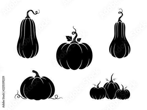 Black silhouette pumpkins for Halloween decorations and designs