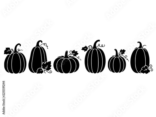 Black silhouette pumpkins for Halloween decorations and designs