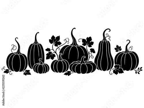 Black silhouette pumpkins for Halloween decorations and designs