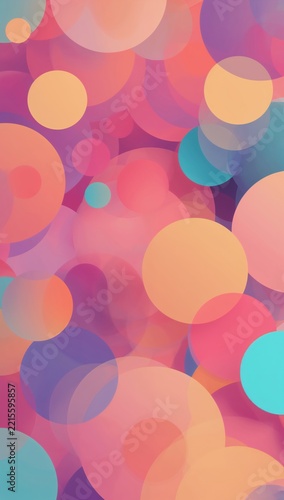 Colorful gradient circles expanding rhythmically in playful premium abstract motion background