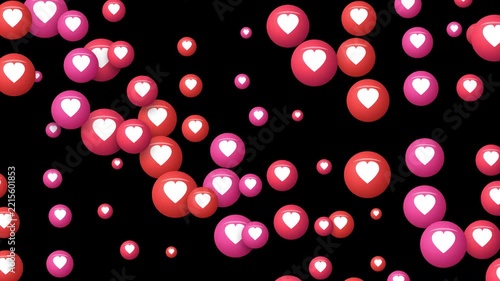 Animated Floating 3D Heart Reaction Bubbles Social Media Motion Graphic Overlay