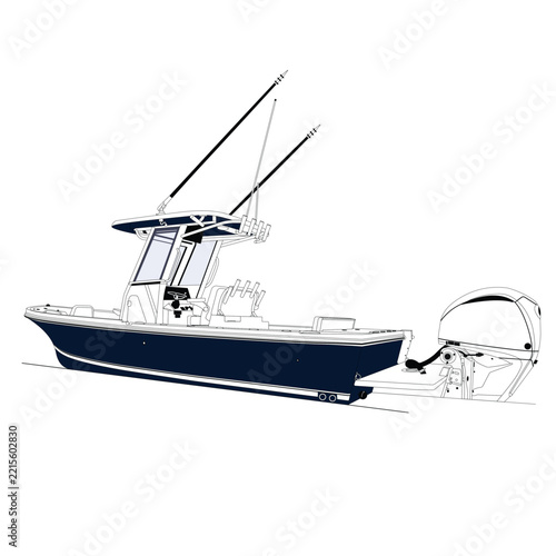 Vector Boat Line Art Illustration
