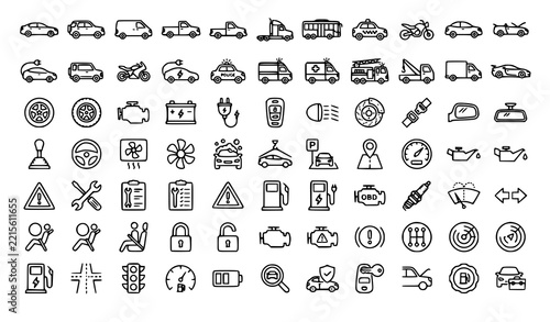 SEO Title: Automotive Vehicle and Car Service Icons Vector Set for Web and Mobile