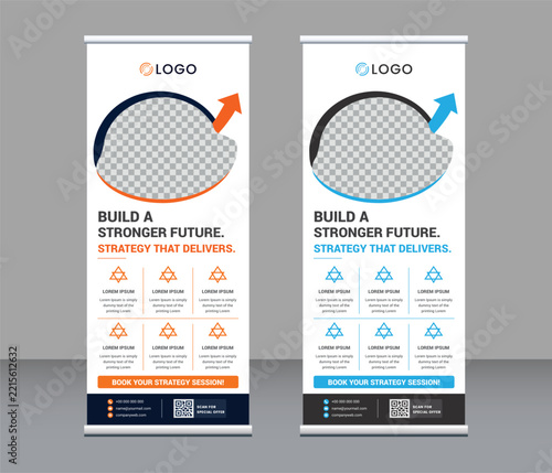 Business Consulting and Growth Roll Up Banner Design Template for Corporate Agency