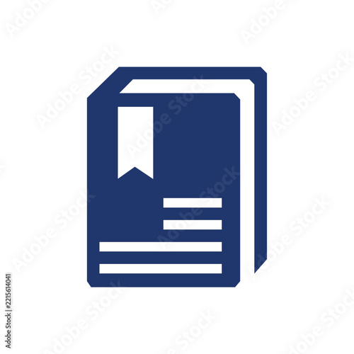 Blue Book Icon with Bookmark Symbol for Education, Reading, and Documentation Concept Isolated on White