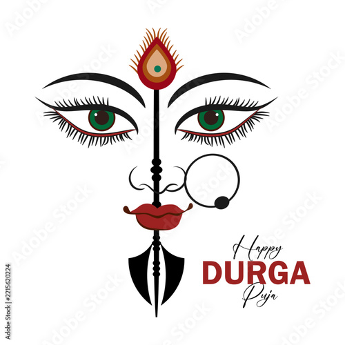 Goddess Durga Face Illustration for Durga Puja Festival