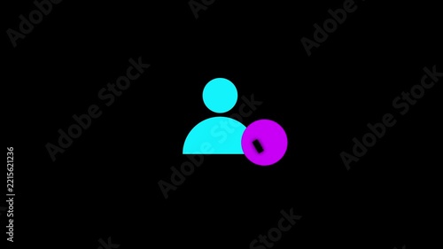 User Profile Icon with Animated Checkmark Appearing on Black Background, Minimalist Motion Graphic