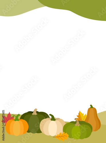 Minimal Autumn Pumpkin Composition with Organic Olive Shapes