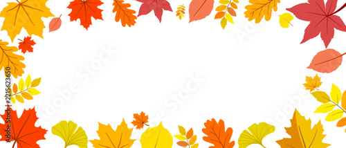 Colorful Autumn Foliage Border with Minimal White Space