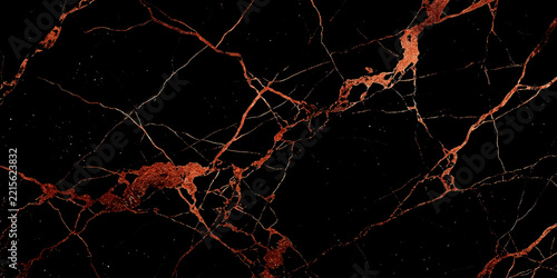 A black marble texture with striking copper veining, creating a luxurious and elegant backdrop.