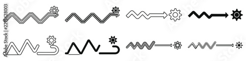 Process Optimization Icon Set Vector Business Efficiency Workflow Gear Arrow Development Editable Stroke Glyph Graphic