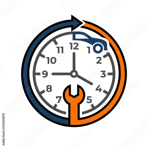 Automotive Repair Service Clock Icon on Transparent Background