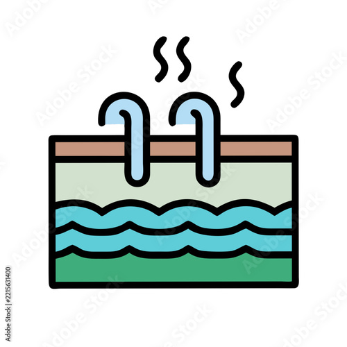 Simple colorful swimming pool illustration with ladder and waves
