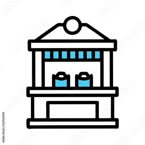 Abstract minimalist depiction of buildings reflected in water illustration