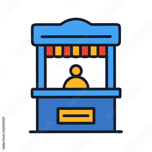 Illustration of a ticket booth on a black background