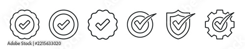 Checkmark thin line icon set. Web minimal icons
