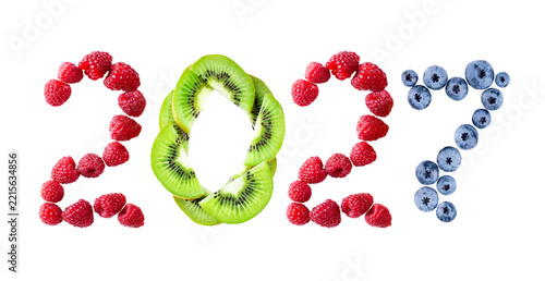 Fruits. New year 2027 made of fruits isolated on transparent background	
