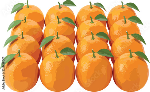 Oranges, a Vibrant Stack of Citrus Fruits with Green Leaves, Illustration for Healthy Eating and Fresh Produce Concepts
