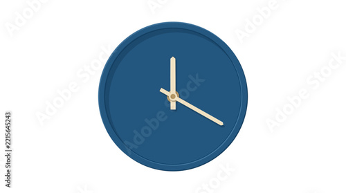 Minimal Blue Wall Clock Vector Illustration