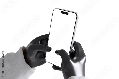 High Quality 3D Smartphone holding For Mockup With White Background