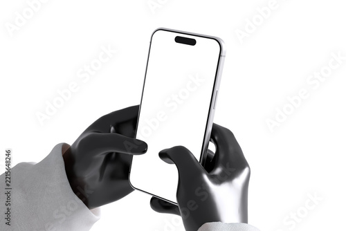High Quality 3D Smartphone holding For Mockup With White Background