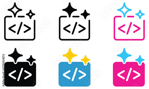Obraz na płótnie AI Code Generator Icon Represents Automated Programming, Software Development, and Intelligent Code Creation for Artificial Intelligence, Coding, Automation, and Technology