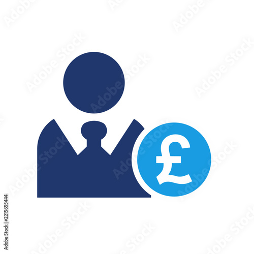 Businessman Silhouette with British Pound Sterling Currency Symbol for Finance and Salary Concept