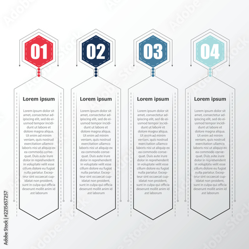This simple infographic, primarily designed using hexagons, presents details in bullet points, covering 4 topics in total.