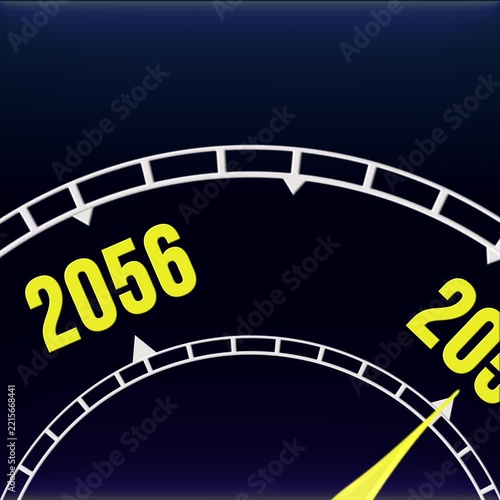 New Year 2057 Clock Countdown Concept Motion Graphics Loop