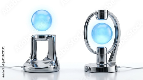 Set of futuristic lamp vertical slit beam lights isolated white background