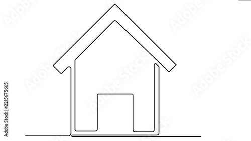 Minimalist continuous line art house drawing animation
